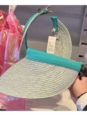 NWT Turquoise Trim Straw Visor - Women Accessories